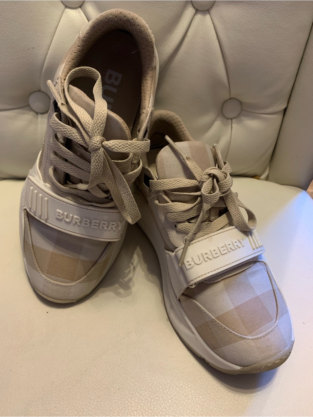 Burberry Beige Leather Logo Insole Sneakers women size 6.5